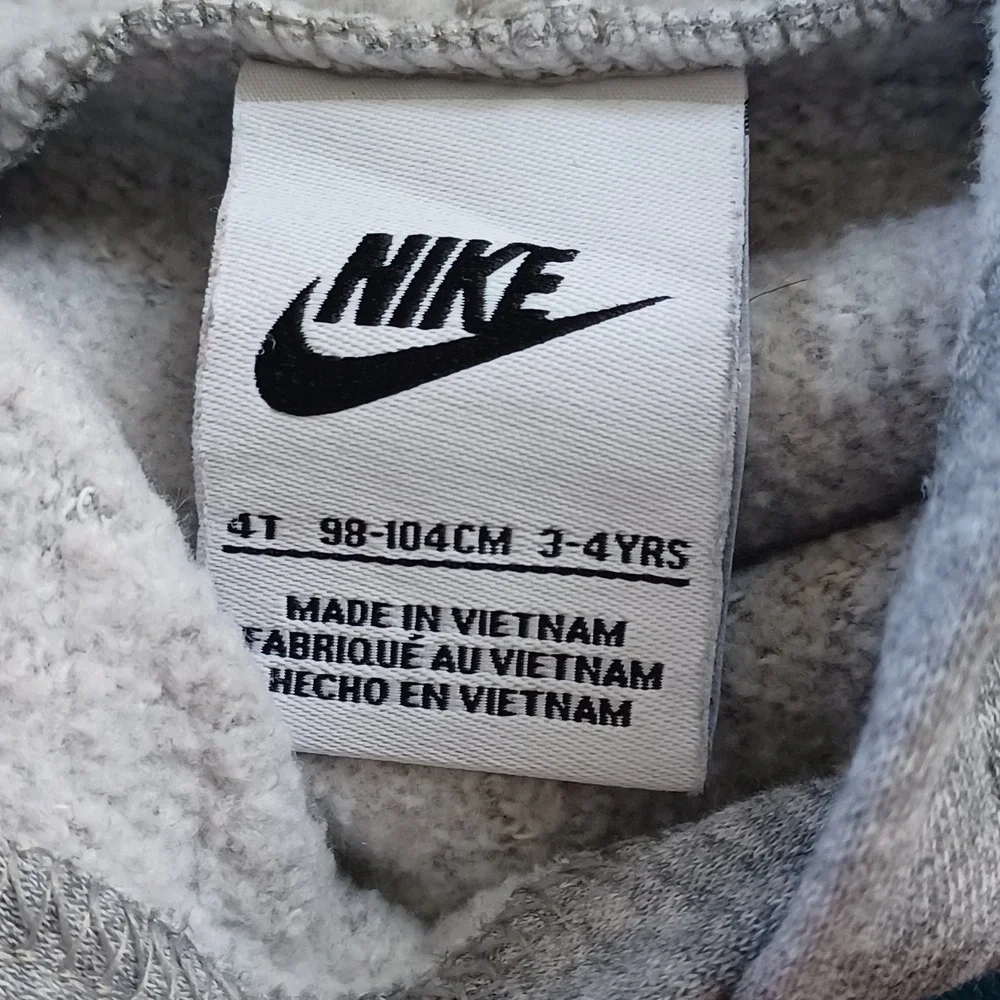 Nike Graphic Logo Hoodie Kids 4T Gray Teal Pullover Fleece Sweatshirt Swoosh